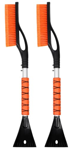 MAJORMENCH 2 Stück Auto Eiskratzer und Schneebesen mit Ausziehbarem Design aus Abs und Pp Effiziente Schneeräumung und Frostentfernung für Windschutzscheibe bei Starkem Winter
