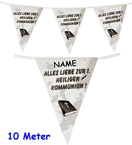 10,5 m Girlande/Wimpelkette - Alles Liebe zur 1. heiligen Kommunion ! - incl. Name - Folie - WASSERFEST ! - Dekoration - Fest & Feier/Wimpeln - Part..