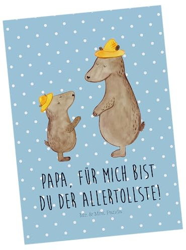Mr. & Mrs. Panda Postkarte Bären mit Hut - Geschenk, Fotokarte, Ansichtskarte, Sohn, Vatertag, Muttertag, Postkarten, Bär, Kinder, Grußkarte, bildkarte