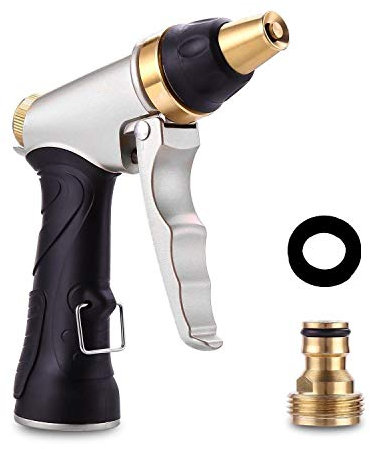 Spray gun, 100% metal, multifunctional adjustable high pressure irrigation gun, easy Flow Control Gun, excellent design, high pressure nozzle for plant watering-car washing-deck or sidewalk cleaning