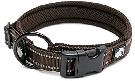 WINHYEPET True Love Dog Collar Reflective Sandwich lining Nylon Webbing Comfortable and Safe Adjustable Buckle convenient used for walking for Samll/Medium/Large neck ring TLC5011(Brown,2XL)
