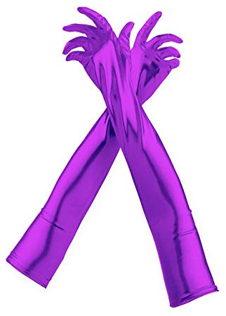 Pin Up Doll Lange Wetlook-Handschuhe, violett, One Size Fits Most