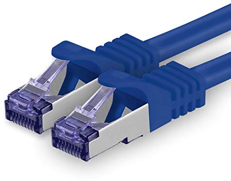 1aTTack.de Câble Réseau CAT7 CAT 7 10 Gigabit - 1x 0,5m - RJ45 Ethernet LAN DSL Routeur Modem - Bleu
