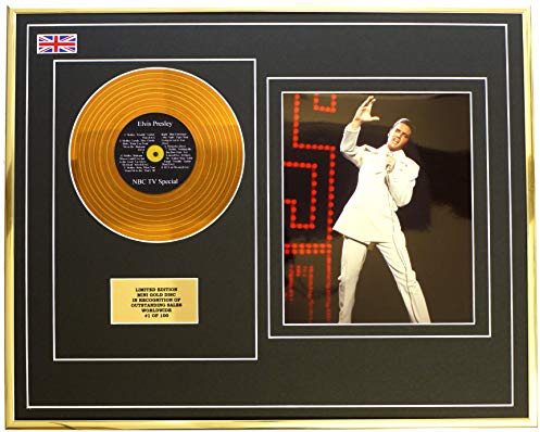 Everythingcollectible Elvis Presley/MINI Metall Gold DISC & Foto Display/Limitierte Edition/COA/NBC TV Special