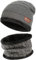 Bequemer Laden 2 Stücke Winter Beanie Mütze Schal Set Wolle Warme Strickmütze Dicke Fleecefutter Wintermütze & Schal für Herren und Damen, 1-Grau, Einheitsgröße