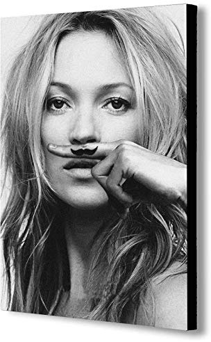 FAB Kate Moss Schnurrbart – Leinwand-Kunstdruck, gerahmt, verschiedene Größen (A4, 30,5 x 20,3 cm)