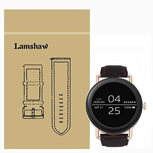 LvBu Armband Kompatibel mit Skagen Falster, Quick Release Leder Classic Ersatz Uhrenarmband für Skagen Falster Smartwatch (Coffee)