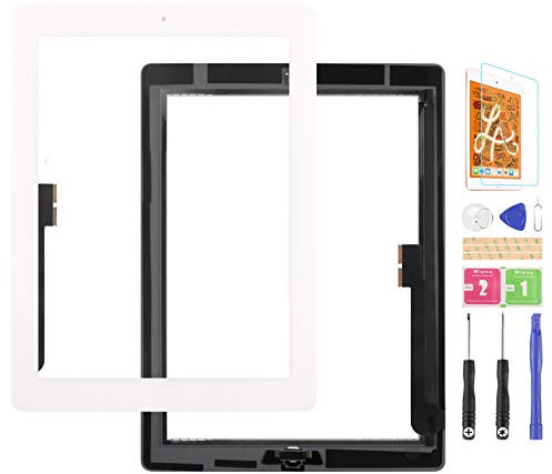 per iPad 3 Touch Screen Digitizer Vetro di Ricambio per iPad 3 3rd Gen A1416 A1403 A1430 Touch Display Panel Kit Parti di Riparazione, con Pulsante Home (Non Includere LCD) (Bianco)
