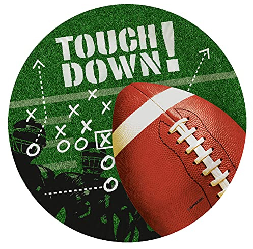 Amscan 9912275 - Teller Touchdown, 8 Stück, Durchmesser 22,8 cm, Papier, Football, Einwegteller, Partygeschirr, Motto-Party