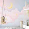 YXTSmurals Papier Peint Intissé Rose Mode Nuages Lune Papier Peint Effet 3D Papier Peint Intissé Tapisserie Murales Panoramique 3D Peinture Murale Non-Tissé