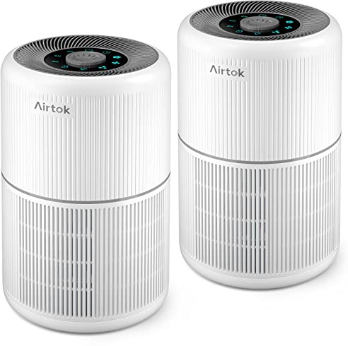 2 Pack Air Purifier for Home Bedroom with H13 True HEPA Filter for Smoke, Smokers, Dust, Odors, Pollen, Pet Dander | Quiet 99.9% Removal to 0.1 Microns | White Available for California