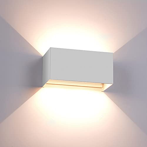 LED Wandleuchte Innen/Außen 24W Warmweiß Wandlampe, Modern Wandlampe Mit Einstellbar Abstrahlwinkel Wasserdichte Aussenleuchte Wandbeleuchtung für Wohnzimmer Schlafzimmer Treppenhaus Flur (Weiß)