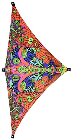 PSYWORK Schwarzlicht Segel Spandex | Dreieck S Lemon Tree Wonderland Red | 1,25 x 2,00m | UV-aktiv | leuchtend | Wandtuch Wandbehang Stoff Neon Deko Party Tuch Tapestry Poster Psy Goa
