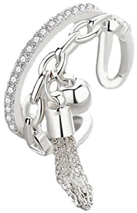 Jorzer 925 Sterling Silber Open Vintage Ethnische Kristallringe Kette Kubikzirkonia Mit Spike -anhänger -Finger -Ring Frauen Öffnen Geschenke, Daumenringe Für Frauen, Angstringe, Silber