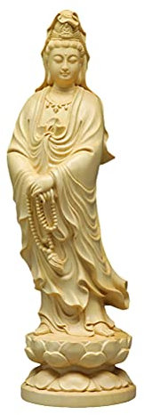 SEWACC Guan Yin Statue stehend auf Lotus chinesische Feng Shui Skulptur Mini Quan Yin Figur asiatische Göttin weiblicher Buddha buddhistische Dekoration