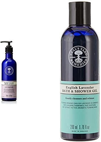 Neal's Yard Remedies English Lavender Shower Gel & Body Lotion| Clean Your Body & Relax Your Mind | 2x200ml