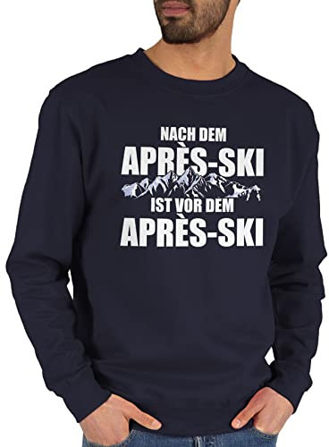 Sweater Pullover Sweatshirt Herren Damen - Skiurlaub Apres Ski - Nach dem Après-Ski ist vor dem Après-Ski - L - Dunkelblau - Skifahren Geschenke Outfit apre Skifahrer hüttengaudi apreski