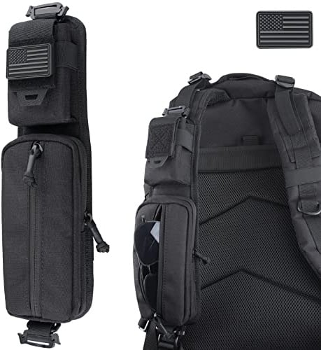 WYNEX MOLLE Zubehörtasche mit doppeltem Reißverschluss, Rucksackgurt, Schulterriemen, MOLLE-Befestigung, taktisches Zubehör, Tasche, Schulterriemen, Reißverschlusstasche, zusätzliche Handyhalterung