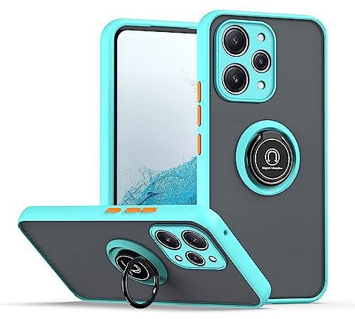 XINYEXIN Funda para Xiaomi Redmi 12 4G, Funda con Soporte de Anillo, TPU + PC Translúcido Anti- Arañazos Carcasa Protectora Antigolpes Case Cover - Azul Cielo