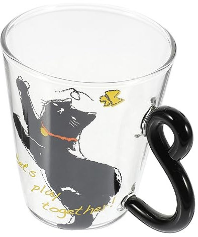 BESTonZON Taza De Leche Exquisita Vaso De Agua para Gatos Tazas De Regalo De Copa De Cristal Tazas para Cafe Manejar La Taza De Leche Cafe Termico Vidrio Gato De Cristal Taza De Agua Oficina