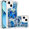 IMEIKONST Glitzer Hülle Kompatibel mit iPhone 15 Plus, Handyhülle Flüssig Mädchen Treibsand Glitzer klar Stoßfest TPU Silikon Schuzhülle für iPhone 15 Plus. Bling Blauer Schmetterling YB