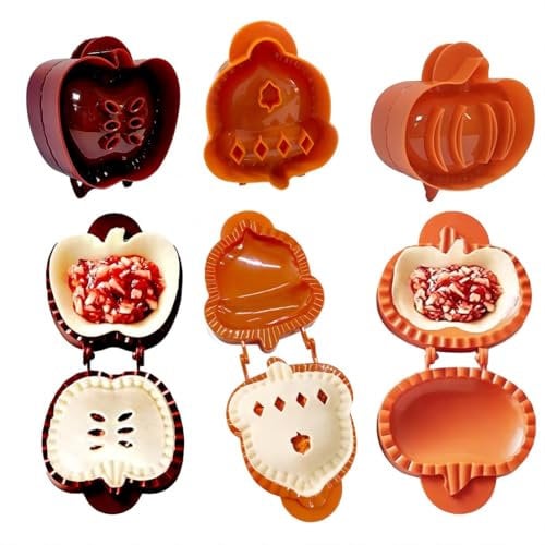 MASINIES 3 Pack Pie Moulds Christmas Cookie Moulds Hand Pie Maker Dough Press Baking Moulds Apple Pie Moulds Cake Moulds for Hollowen Thanksgiving (#1)