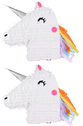 TOYANDONA 2 Stk Einhorn-piñata Cinco De Mayo Partydekorationen Geschlecht Offenbaren Piñata Spiel Pinata Mit Stock Pinata-buster-stick Tierische Piñata Plüsch Hawaii Weiß Papier Baby