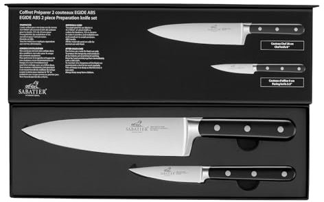 sabatier international Coffret 2 couteaux de cuisine Office 9cm + Chef 20cm Egide lames acier inoxydable manches ABS