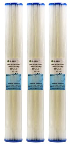 Filtro per acqua a sedimenti pieghettato standard da 50,8 cm, 5 micron, 50,8 x 6,3 cm, filtro lavabile per prolungare la durata, adatto a alloggiamenti standard da 50,8 cm (confezione da 3)