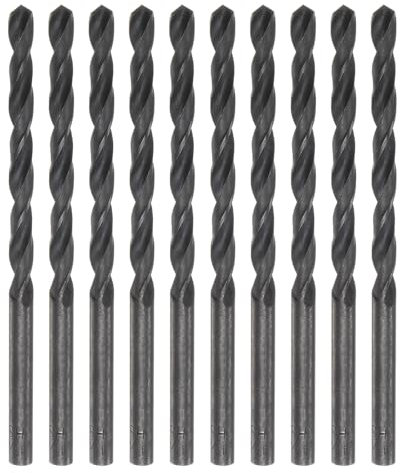 sourcing map 10pcs Jobber Drill Bits 4.5mm (11/64) Nitride Coated High Speed Steel (HSS) 4341 Twist Drill Bits for Stainless Steel Copper Aluminum Alloy Metal Wood Plastic, Black