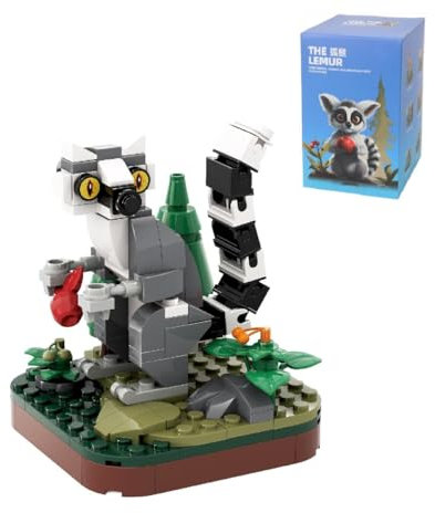 Fuleying Mini Tiere Bausteine Bausatz,131 Teile Lemuren Modellbausatz, Mini Tiere Bausteine Set, Niedlich Tiere Bausteine Spielzeug, Home Decors, Geschenke für Kinder und Erwachsenem ab 6 (1624)