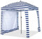 COSTWAY Tenda da Spiaggia Pieghevole 183 x 183 cm, Tenda da Mare con Borsa di Trasporto, Parete Removibile e 8 Tasche per Sabbia, per Spiaggia, Campeggio e Picnic (Blu e Bianco, 183 x 183 cm)