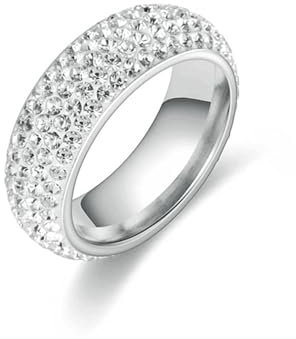 Whoiy Hochzeitsring Silber mit Gravur, Edelstahl Ringe Ewigkeit Titanringe Eheringe 8MM mit Zirkonia für Frauen Größe 57 (18.1)