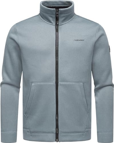 Ragwear Herren Übergangsjacke Strickjacke Zipper in Sweat-Optik leichte Jacke aus Feinstrick mit Reißverschluss Fabbian Collar Grey Gr. XL