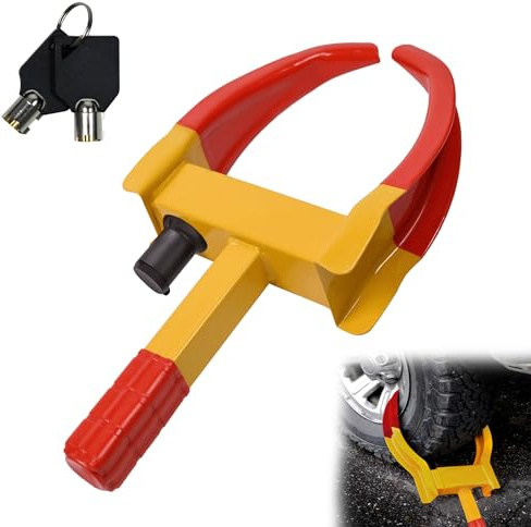 YRHome Radkralle Parkkralle Wegfahrsperre Universal Parkkralle Auto PVC-Schutz Diebstahlsicherung mit 2 Schlüsseln & Sicherheitsschloss Einstellbar Reifenbreite 19-30cm für Auto, Wohnwagen, Anhänger