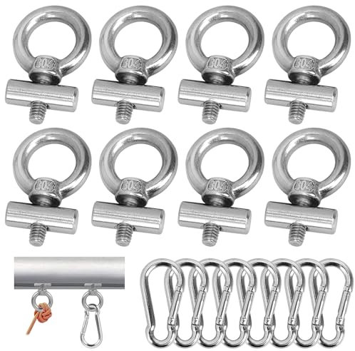 Homgaty Kederleiste Haken, 8 Set 6 mm Edelstahl Markisenhaken Kederstopper mit Karabiner, Markisen Haken Kederschiene Zubehör für Caravan, Wohnmobil, Wohnwagen, Campervan, Boot, Camping Zelt