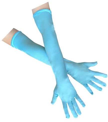 Lange Opernparty Spaghetti-Tee-Handschuhe aus den 1920er Jahren, Erwachsener-Abmessungen Ellenbogenlänge W-G-1 (hellblau.)