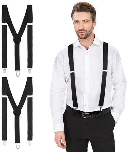 Yetuab Hosenträger für Herren Extra Stark, Schwarz, Breit