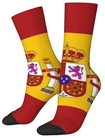Oudrspo Calcetines unisex con bandera nacional de España de algodón, cómodos calcetines de vestir casuales, calcetines de tobillo para deportes al aire libre, senderismo