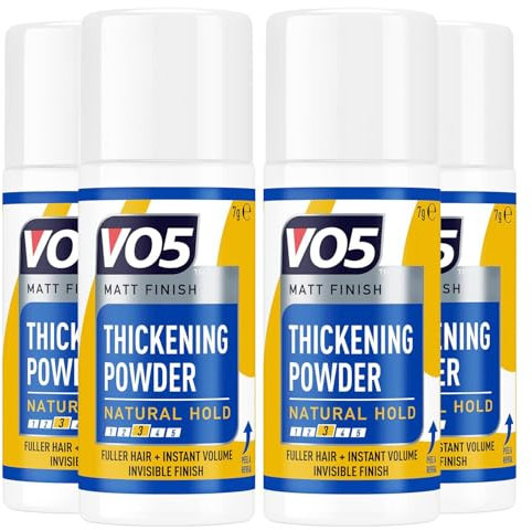 VO5 Thickening Hair Styling Powder Matti Finish with Long-Lasting Natural Hold, Fuller Hair + Instant Volume and Perfect for Short to Mid length Hair, 7g (Buy 4)