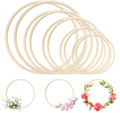 10 Stück Traumfänger Basteln Ringe zum Basteln Dekoring Holzringe zum Basteln Traumfänger Kranz Rohling Holzringe Dekoringe zum Hängen Holzringe zum Basteln Makramee Ringe Goldene Hochzeit Deko