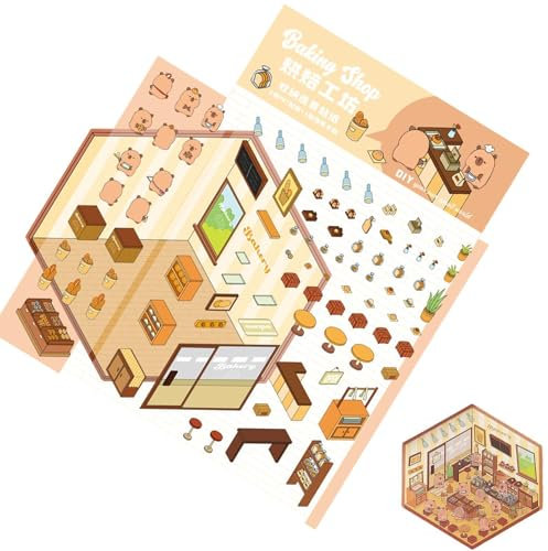 Szenenaufkleber, Aufkleberszenen - 3D-Capybara-Kinderszenenaufkleber | Kunsthandwerksbedarf, Cartoon-Tagebuchzubehör, Bücherdekoration, wiederverwendbare lustige Aufkleber für Kinder und Erwachsene