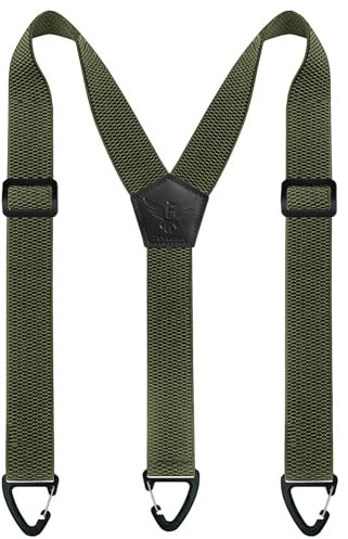 Fevaeno Hosenträger Herren Breit 4cm Anti-Rutsch-Schnalle Einstellbar und Elastische Einheitsgröße Hosenträger für Herren und Damen (Armee Grüns)
