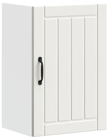 vidaXL Lucca Kitchen Wall Cabinet - White Engineered Wood with Glass Door, 40 x 31 x 60 cm - Modern Wall-Mounted Storage Solution for Kitchen Appliances and Dinnerware