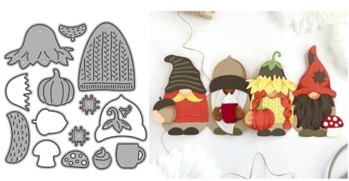 Sredwtk Kaffee Wichtel Gnome Stanzschablonen Winter Weihnachten Metall Prägeschablonen Stanzformen Schneiden für DIY Karte Sammelalbum Scrapbooking Fotoalbum Deko