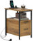 HOMCOM Table d'appoint, Table de Chevet, avec 2 Prises, Port USB, Type C, 2 tiroirs et étagère, câble de 143 cm, Cadre en métal, Bois Naturel