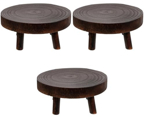 Vintage Holz Tortenständer Set mit 3 dekorativen Dreibein-Ständer für Kuchen, Pflanzen und Snacks, rustikale Hochzeitsdekoration und Blumenständer