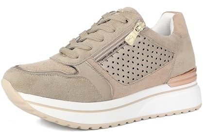 inblu Scarpe da Ginnastica Donna con Traforo Geometrico, Chiusura con Lacci E Cerniera Scarpe da ginnasticaDonna