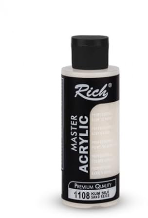 Rich Master Acrylfarbe 120 ml, Hochwertige, Geruchslose, Wasserbasierte Acrylfarbe mit Hoher Deckkraft, Schnell Trocknend und Ideal für Künstler, Hobbyprojekte und Dekorationen, Beige