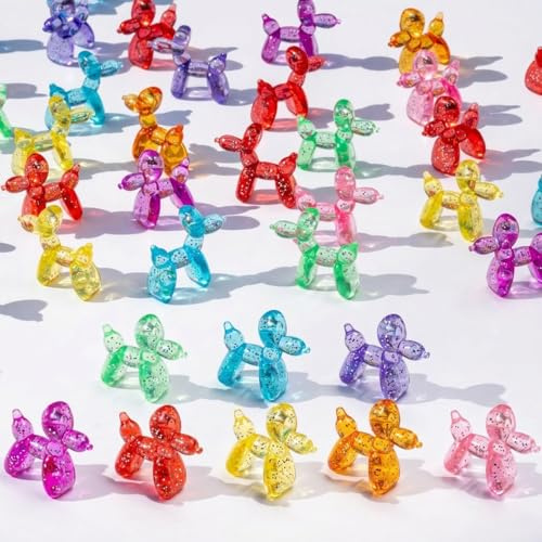 80 Stück Mini-Ballon-Hunde-Dekor-Skulpturen-Charms, Ballon-Tier-Anhänger, sechs Farben gemischt, DIY-Zubehör, Basteln